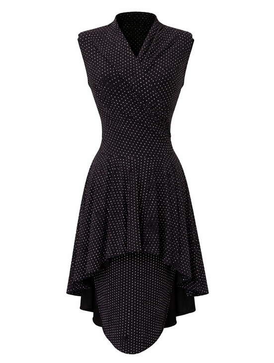 Joseph Walker Dresses & Skirts - Retro Polka Dot Wrap Dress High Low Hem Sleeveless Fit & Flare Midi Made In USA